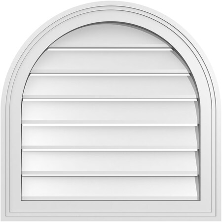 Ekena Millwork Round Top Surface Mount PVC Gable Vent: Functional, w/ 2"W x 1-1/2"P Brickmould Frame, 22"W x 22"H GVPRT22X2202SF